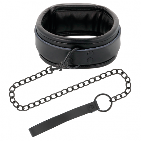 COLLARE CON GUINZAGLIO DARKNESS FULL BLACK COLLAR WITH LEASH